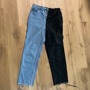 PacSun high rise straight jeans size 25 split color two tone